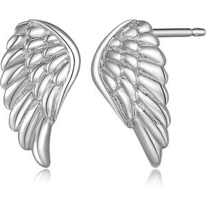 🆕 Women Silver Angel Wing Stud Earrings Sterling Imported Gemstone Jewelry Gift